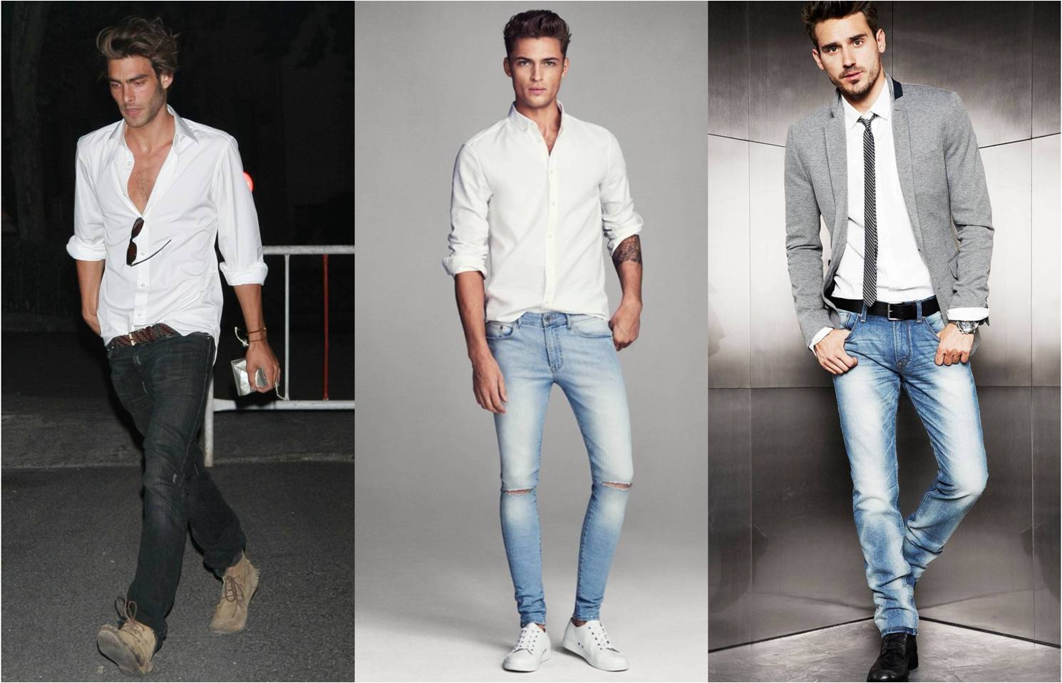 white button up shirt mens outfit