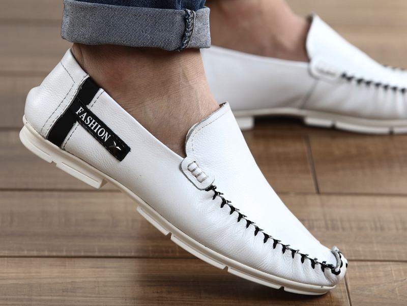 mens white casual loafers