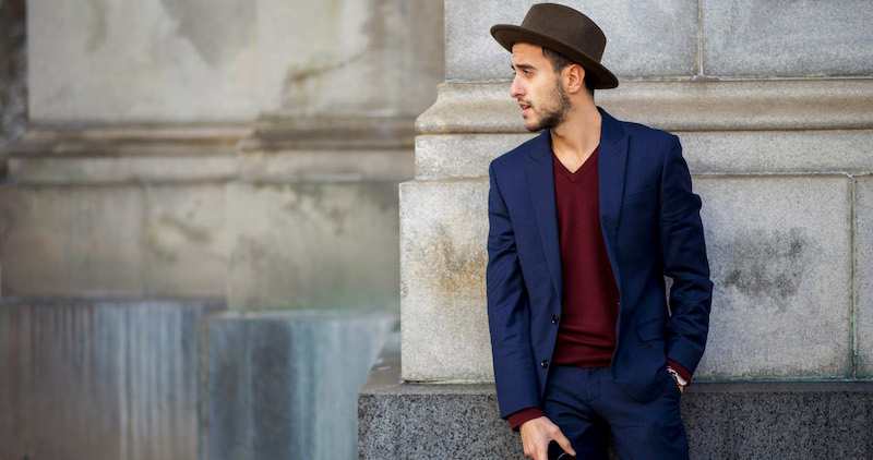 men's navy blue suit